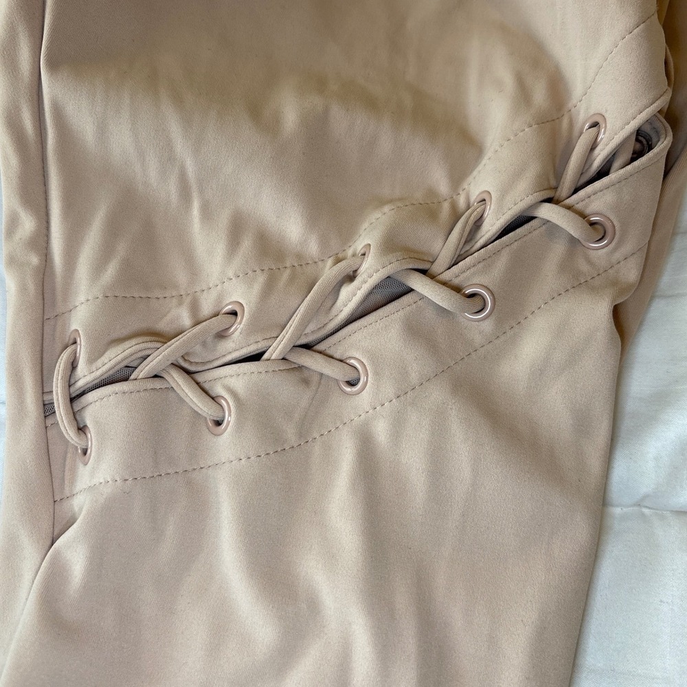 Carbon38 Women Tan Lace Up High Rise Leggings Size M Polyamide Blend Activewear - Picture 8 of 11